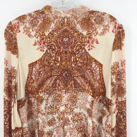 Free People Boho Blouse Dress Ruffle Tunic Floral - Picture 4 of 8
